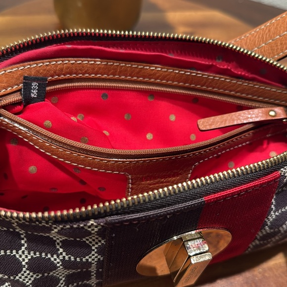 KATE SPADE Vintage Small Dual Strips Canvas Signature Logo Shoulder Bag /Wallet - Picture 11 of 16